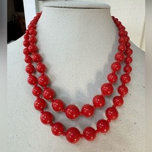 Older double strand red gumball style necklace